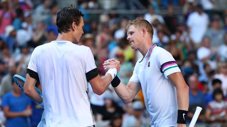 XX of ZZ returns the ball in his/her first round match against XX of ZZ during day one of the 2019 Australian Open at Melbourne Park on January 14, 2019 in Melbourne, Australia.