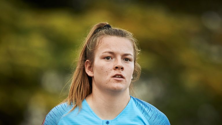 MAJADAHONDA, SPAIN - SEPTEMBER 13: Georgia Stanway of Manchester City looks on as she walks to the bench prior to start the UEFA Women Champions League Round of 32, first leg between Atletico de Madrid and Manchester City at Wanda Sports City on September 13, 2018 in Majadahonda, Spain. (Photo by Gonzalo Arroyo Moreno/Getty Images) *** Local Caption *** Georgia Stanway