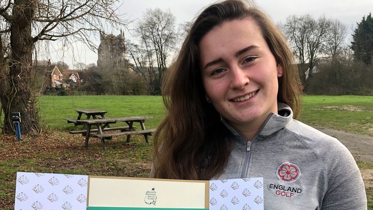 Lily May Humphries with her invite to Augusta National