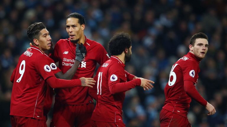  during the Premier League match between Manchester City and Liverpool FC at the Etihad Stadium on January 3, 2019 in Manchester, United Kingdom.