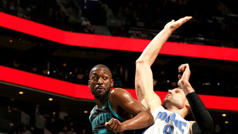 CHARLOTTE, NC - DECEMBER 31:  Kemba Walker #15 of the Charlotte Hornets handles the ball against the Orlando Magic on December 31, 2018 at Spectrum Center in Charlotte, North Carolina. NOTE TO USER: User expressly acknowledges and agrees that, by downloading and or using this photograph, User is consenting to the terms and conditions of the Getty Images License Agreement.  Mandatory Copyright Notice:  Copyright 2018 NBAE (Photo by Brock Williams-Smith/NBAE via Getty Images)