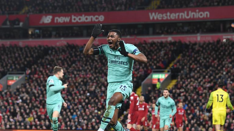 Maitland-Niles scored his first goal for Arsenal in the club's 5-1 defeat to Liverpool in December