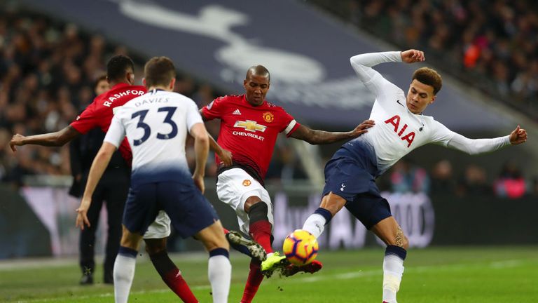  during the Premier League match between Tottenham Hotspur and Manchester United at Wembley Stadium on January 13, 2019 in London, United Kingdom.