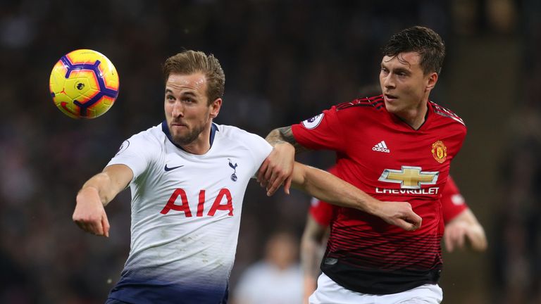 Victor Lindelof in action against Harry Kane