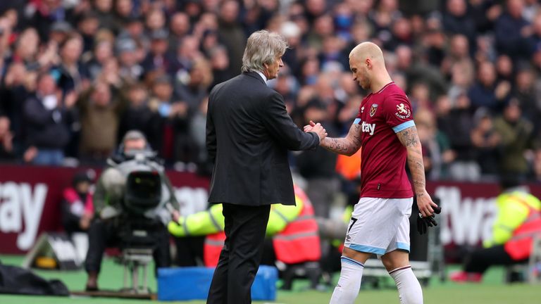  during the Premier League match between West Ham United and Arsenal FC at London Stadium on January 12, 2019 in London, United Kingdom.