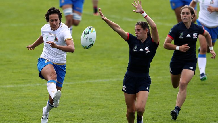  during the Women's Rugby World Cup 2017 match between USA and Italy on August 9, 2017 in Dublin, Ireland.
