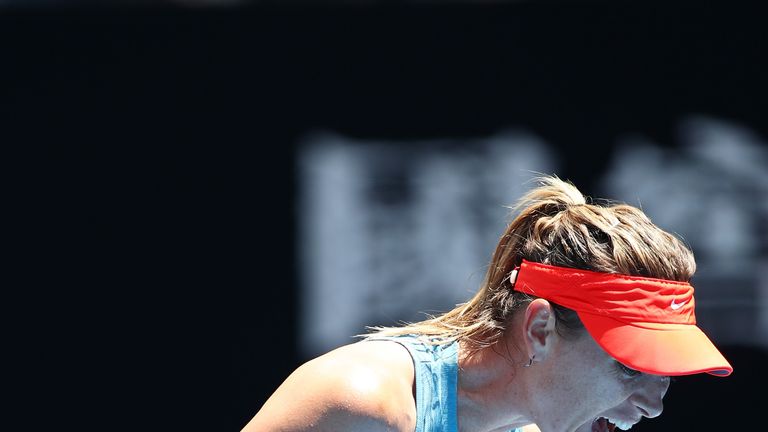 Maria Sharapova during her defeat to Ashleigh Barty