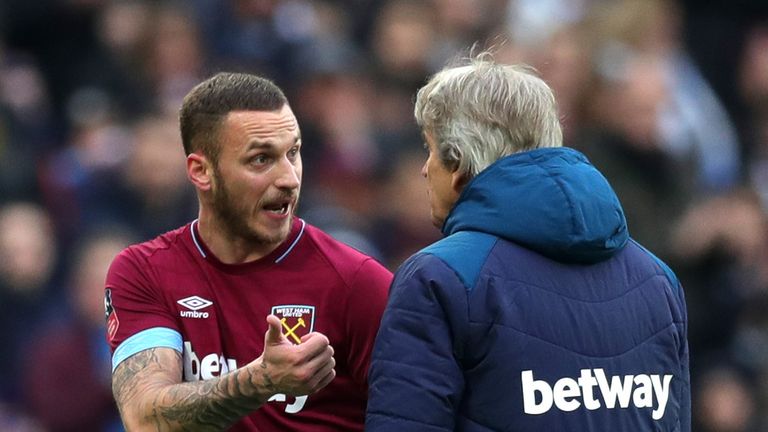 Marko Arnautovic was unhappy with being substituted against Birmingham
