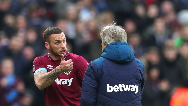 Marko Arnautovic and Manuel Pellegrini argued on the touchline after the striker was substituted