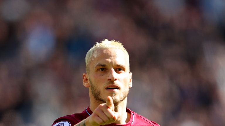 Marko Arnautovic during the Premier League match between West Ham United and Manchester United at London Stadium on September 29, 2018 in London, United Kingdom.