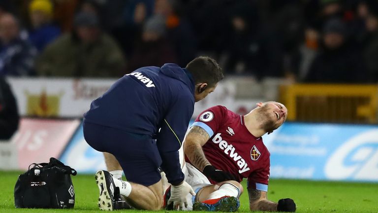 Marko Arnautovic was substituted after going down injured