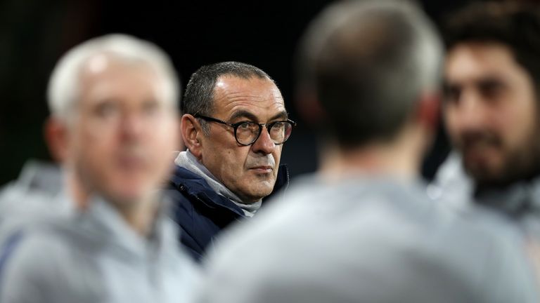 Chelsea manager Maurizio Sarri before the Premier League match at the Vitality Stadium