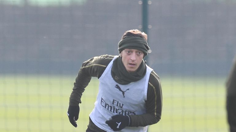 Mesut Ozil during a training session at London Colney on January 11, 2019