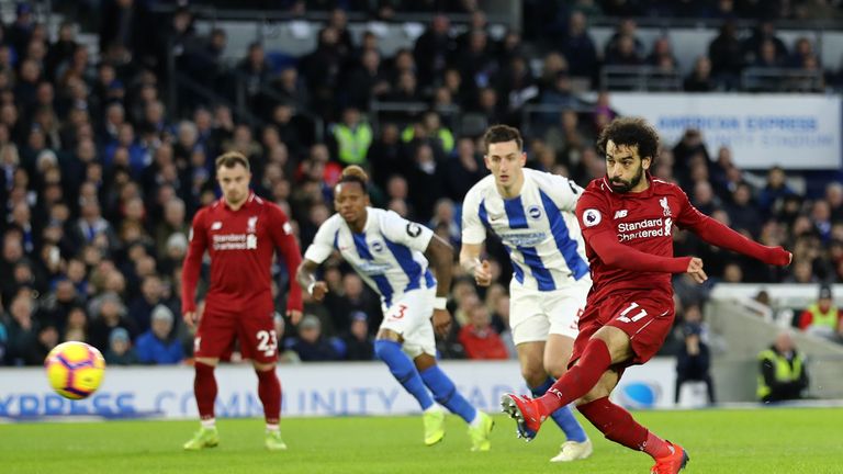 Mohamed Salah puts Liverpool ahead from the penalty spot