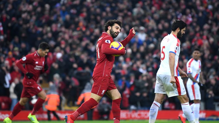 Mohamed Salah celebrates his equaliser