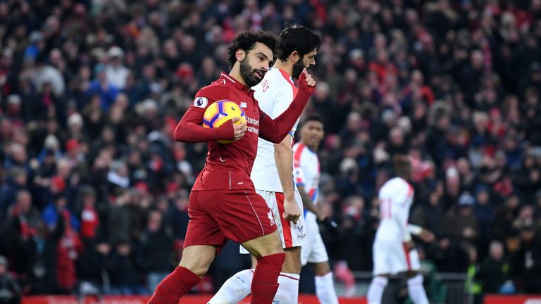 Mohamed Salah scored twice as Liverpool recovered to beat Crystal Palace