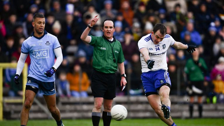 Quick thinking: Jack McCarron shoots to score a goal which was later contentiously disallowed by referee David Coldrick