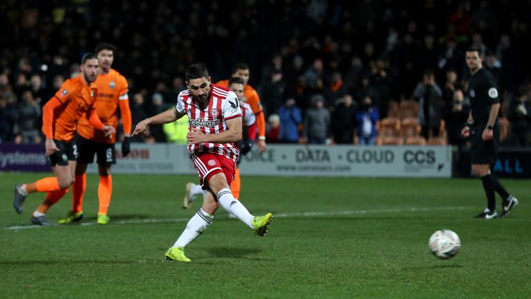 Neal Maupay drew Brentford level from the penalty spot