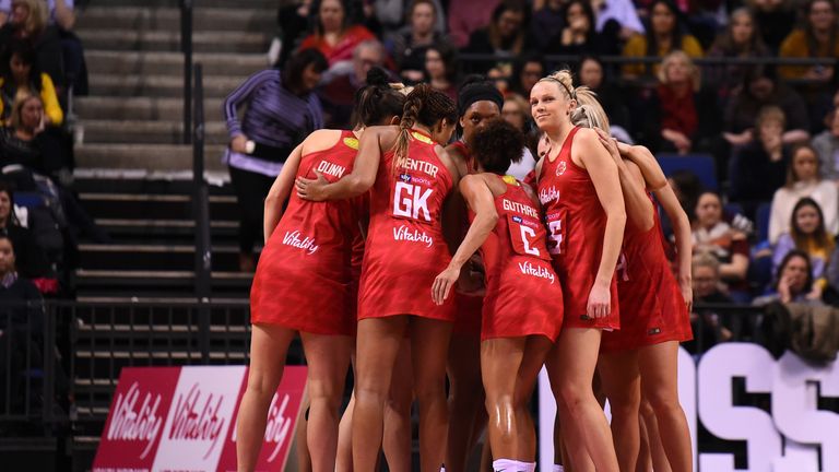 England's Vitality Roses during the 2019 Netball Quad Series
