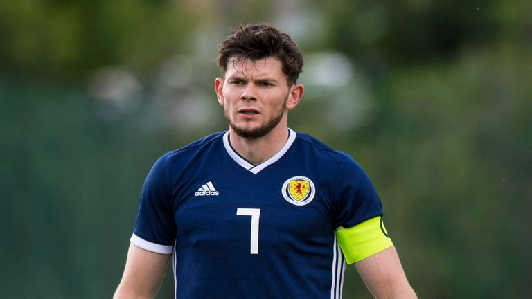 06/06/18 TOULON TOURNAMENT.SCOTLAND U21 v ENGLAND U21 (1-3).STADE DE LATTRE DE TASSIGNY - AUBAGNE.Oliver Burke in action for Scotland