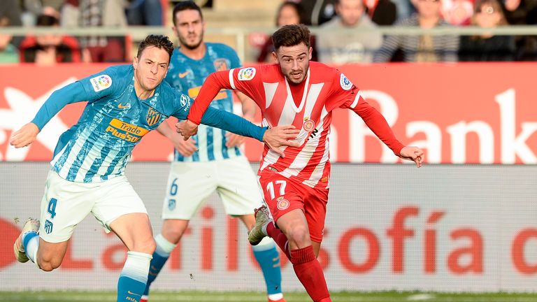 Patrick Roberts in action for Girona against Atletico Madrid in December 2018