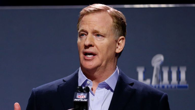 Goodell addresses the media in his pre-Super Bowl news conference