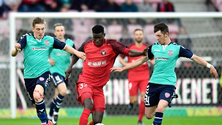Rory Holden (pictured for Derry City) has completed a loan move to Rochdale from Bristol City