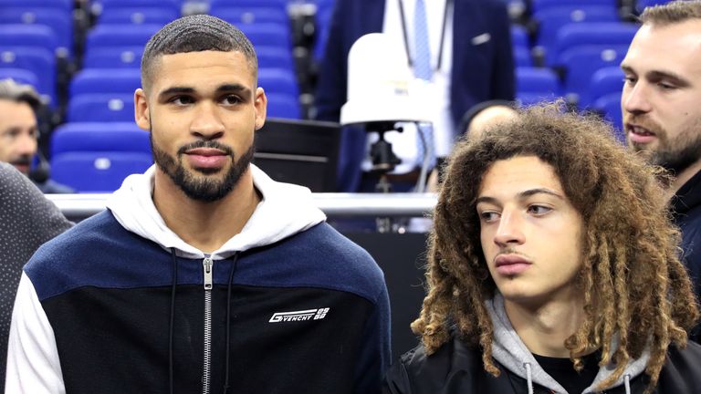 Ruben Loftus-Cheek (left) and Ethan Ampadu in the crowd during the NBA London Game 2019 at the O2 Arena, London