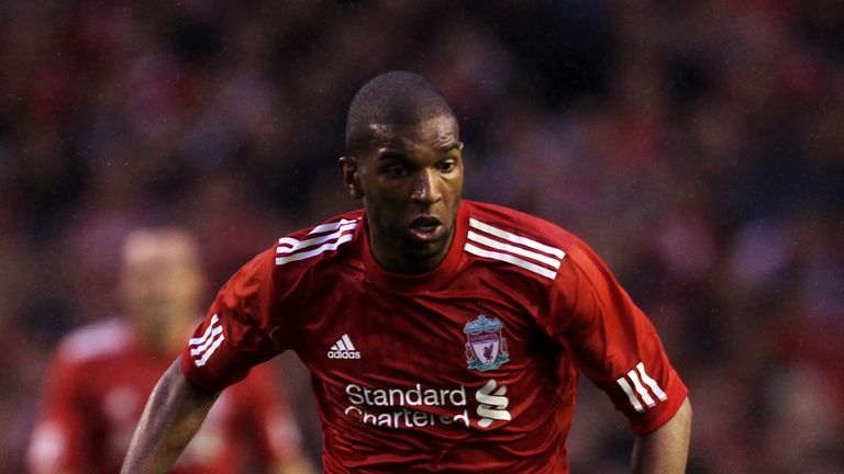 Ryan Babel of Liverpool in action during the UEFA Europa League play-off first leg match beteween Liverpool and Trabzonspor at Anfield on August 19, 2010 in Liverpool, England.