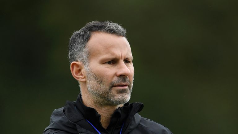 Ryan Giggs during a Wales training session at Vale Resort on October 15, 2018 in Cardiff, Wales.