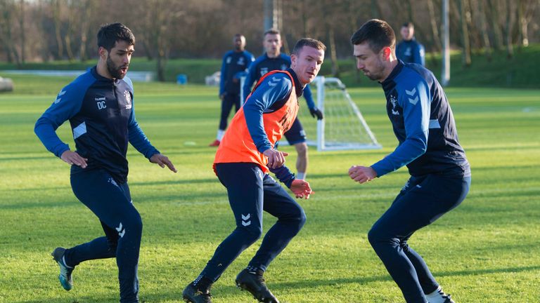 Ryan Hardie in training at Rangers 