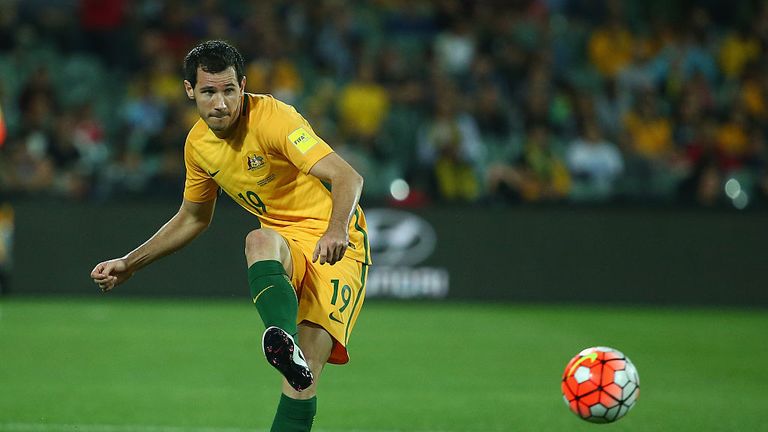 Ryan McGowan during the 2018 FIFA World Cup Qualification match between the Australia Socceroos and Tajikistan in Adelaide