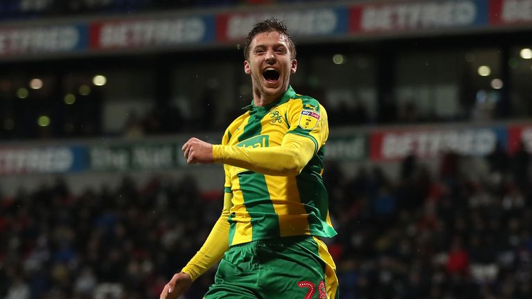 West Brom's Sam Field celebrates scoring his side's second goal 