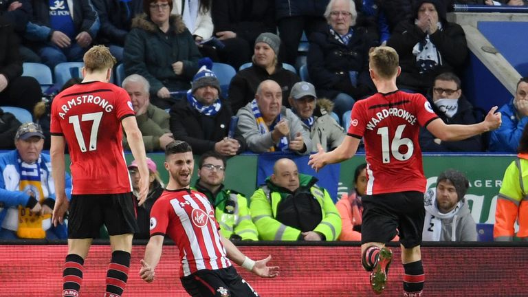 Shane Long celebrates after scoring Southampton's second goal