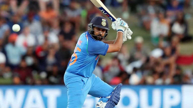 India's Rohit Sharma bats during the third one-day international cricket match between New Zealand and India at Bay Oval in Mount Maunganui on January 28, 2019.