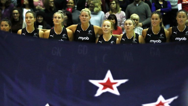 The Silver Ferns before their match against Australia in the Netball Quad Series 2019 in Liverpool