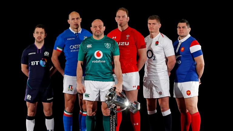 All six captains pose ahead of this season's Guinness Six Nations