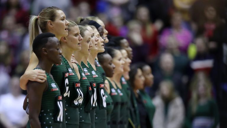 South Africa before their match against England in the Netball Quad Series 2019 in London