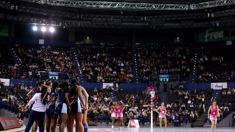 Severn Stars  in a huddle at Super 10