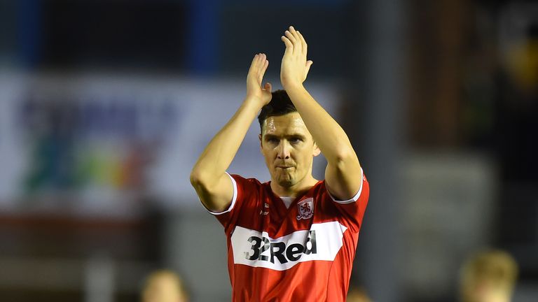 Stewart Dowing salutes the Middlesbrough supporters