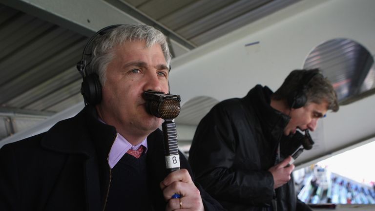 TWICKENHAM, UNITED KINGDOM - FEBRUARY 21: Stuart Barnes (L) and Miles Harrison, the Sky TV rugby commentators pictured during the Guinness Premiership match between Harlequins and Gloucester at the Stoop Ground on February 21, 2009 in Twickenham, England. 