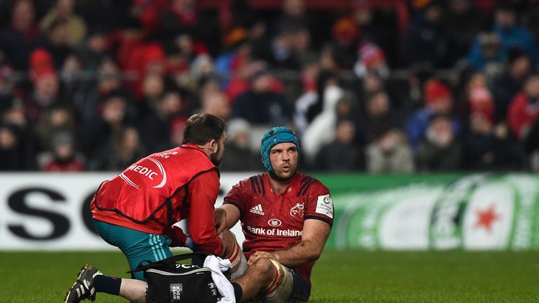 Tadhg Beirne receives attention against Exeter