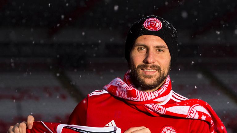 Tony Andreu poses for photos after re-signing on-loan for Hamilton this January after spells with Norwich, Dundee Utd, Rotherham & current parent club Coventry 