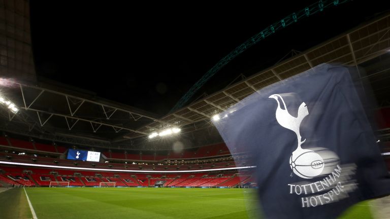 A view of the pitch before the Carabao Cup semi-final match between Tottenham and Chelsea at Wembley, London.