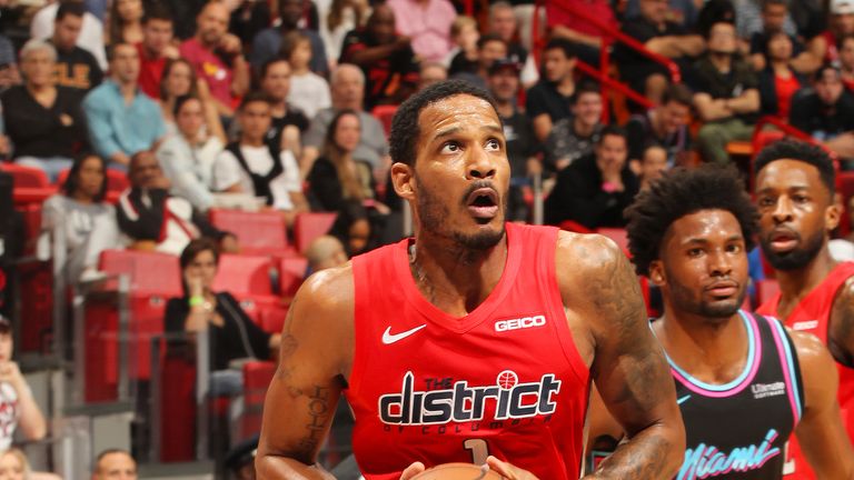 Trevor Ariza #1 of the Washington Wizards drives through the paint during the game against the Miami Heat on January 4, 2019 at American Airlines Arena in Miami, Florida.