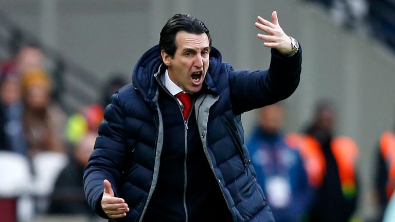 Unai Emery gestures on the touchline