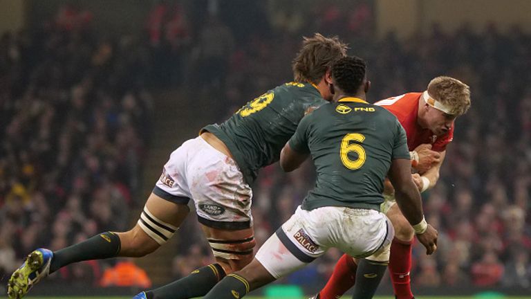 Aaron Wainwright attacks for Wales during their win over South Africa in November