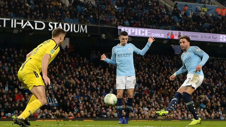  during the Carabao Cup Semi Final First Leg match between Manchester City and Burton Albion at Etihad Stadium on January 9, 2019 in Manchester, United Kingdom.