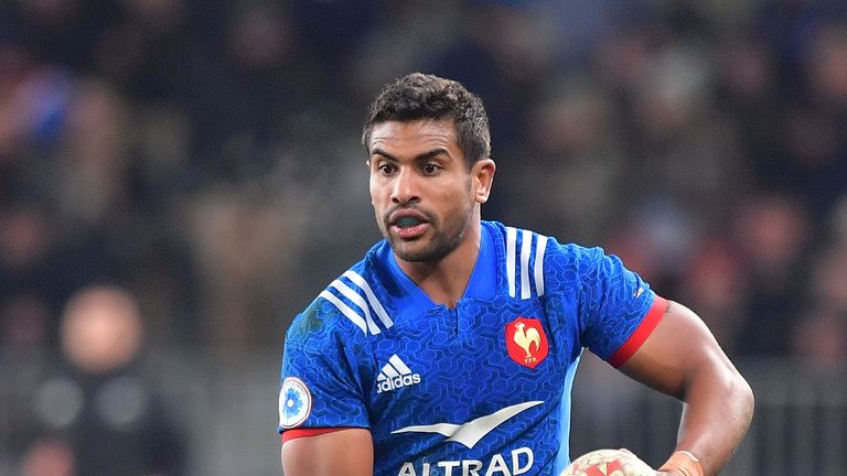 France's Wesley Fofana runs with the ball during the third and final rugby Test match between the New Zealand All Blacks and France at Forsyth Barr Stadium in Dunedin on June 23, 2018