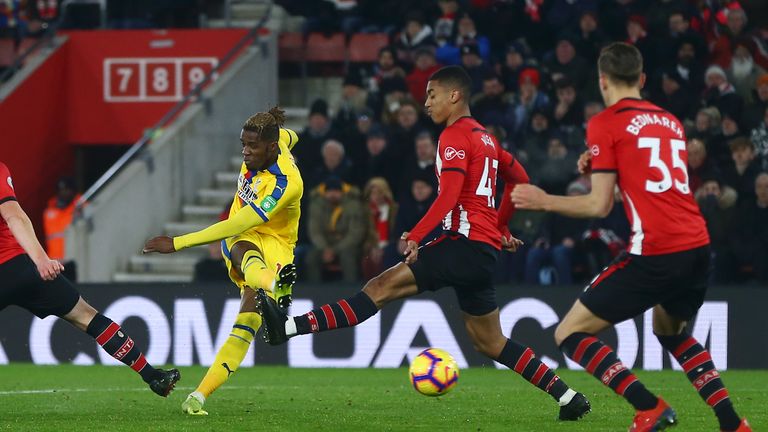 Wilfried Zaha makes it 1-0 at St Mary's Stadium